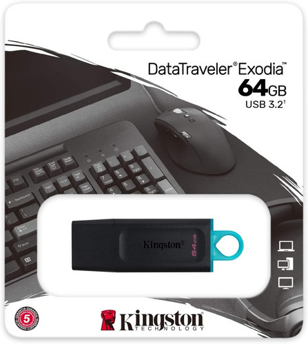 Imagen 2 de 5 de Pendrive Kingston Datatraveler Exodia Dtx/64 64gb 3.2 Gen Color Negro