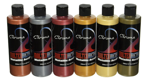 Chroma 1969 molten Juego Pintura Acrilica Metal 8 oz 6 Color