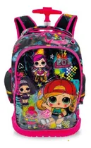 Comprar Mochila Escolar Carrito Marca Chenson Con Ruedas Con Luces Color Negro\u002Frosa Diseño De La Tela Lol Surprise
