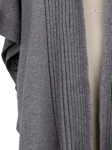 Imagen 6 de 8 de Poncho Capa Abierto Tejido Fino Suave Acanalado Elegante.