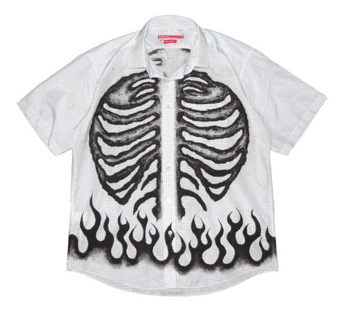 Imagen 4 de 6 de Camisa Bones Esqueleto Huesos Grunge Zombie Pintada A Mano C