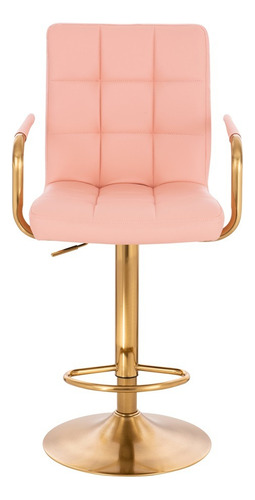 Banco Individual En Pu Con Brazos Base Cromo Dorado Cromo Dorado Rosa