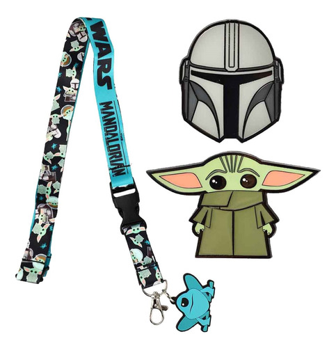 Star Wars The Mandalorian Set Pin Portagafete Lanyard