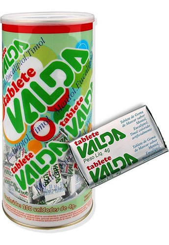 Chiclete Valda Tablete Classic Mentol Eucaliptol Timol 200un