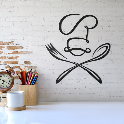 Quadro Decorativo Parede Cozinha Chef Minimalista 30cm