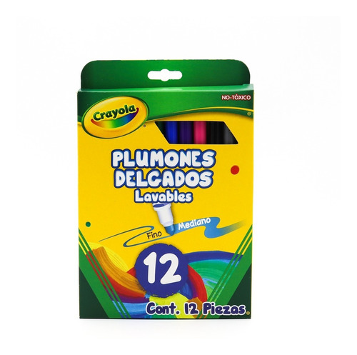 Plumones Supertips Delgados Crayola Lavables 12pzas 