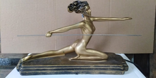 Lámpara Bailarina Mujer Guerrera Atleta, Tipo Bronce Art Dec