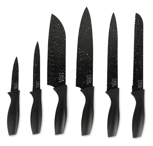 Cuchillos De Cocina 6 Piezas De Acero Inoxidable Con Fundas Color Negro