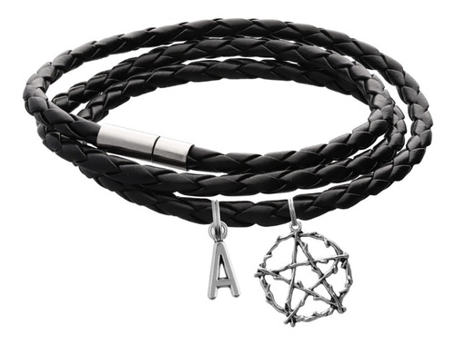 Pulsera Pentagrama Alambre Púas Dije Satanismo Letra Inicial