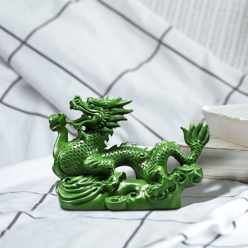 Figurita De Dragón Chino, Adorno Artesanal De Verde