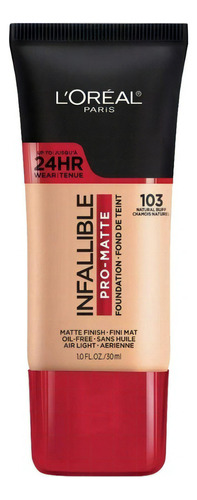 Base de maquillaje líquida L'Oréal Paris Infallible Pro-Matte 24 hrs tono 103 natural buff - 30mL