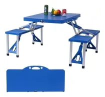 Comprar Camping Mesa Plegable C\u002F Banco Aluminio Pvc Azul Playa Xp