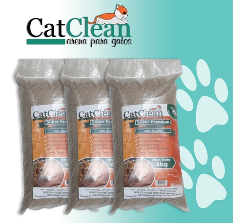 Pack De 3unds De Arena Para Gatos Catclean Superpremium 4kg