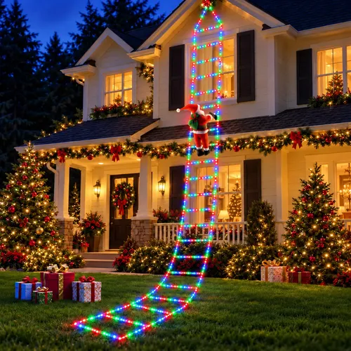 Lâmpada Escada Papai Noel Luz Led 3,2m Usb Natal Bivolt