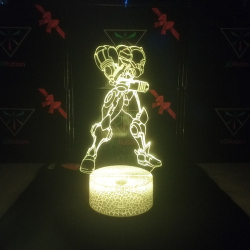 Lámpara 3d Samus Aran Metroid Base Agrietada