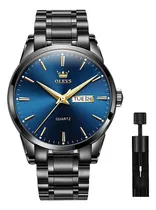Comprar Olevs Relojes Para Hombres, Reloj De Hombre Con Esfera Azul 