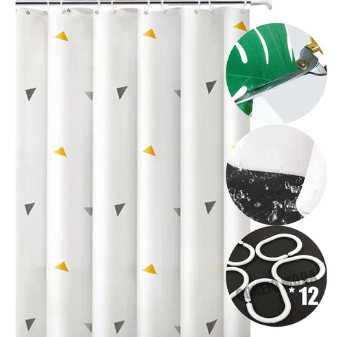 Cortinas Para Shower Baño Lavable Impermeable Poliester Peva