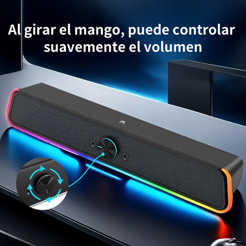 Altavoces Bocinas Pc Gamer Para Computadora Con Luces Rgb Iluminación Sincronizada, Sonido Surround 3d Profundo Y Claro, Conexión Usb/3.5mm Rápida Y Estable, Compatible Con Juegos, Música Y Vídeos