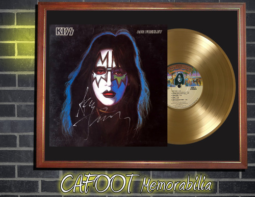 Kiss Ace Frehley Solo Tapa Lp Firmada Y Disco Oro Enmarcados