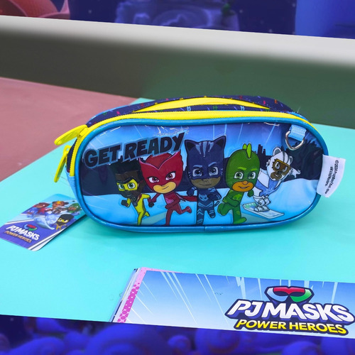 Estojo Escolar Heróis Do Poder Pj Masks Compartimento Duplo Cor Azul