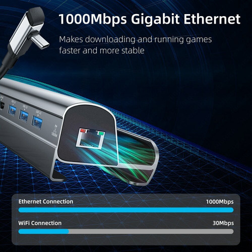 Estación De Acoplamiento Steam 6 En 1, Hub 4k Gigabit Ethern