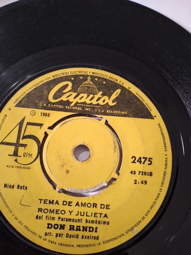 Vinilo Single De Don Randi Tema De Romeo Y Julieta ( L L153