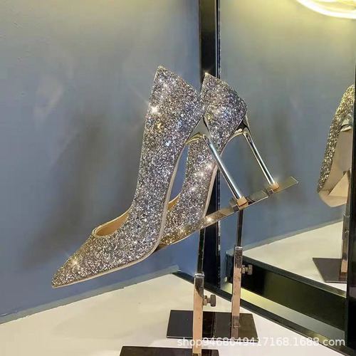 Zapatos De Novia De Cristal Y Tacón Alto