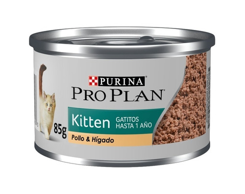 Imagen 1 de 1 de Alimento Pro Plan Optistart Kitten para gato de temprana edad sabor pollo y hígado en lata de 85g