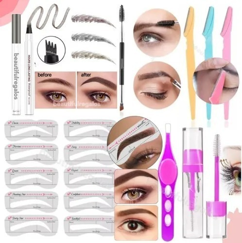 Kit De Cejas Completo Perfilador Lapiz Cepillo Pincita Gel