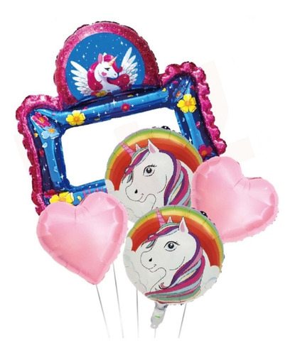 Globos Decoracion Unicornio Selfie Fotos Set 4 Pzs