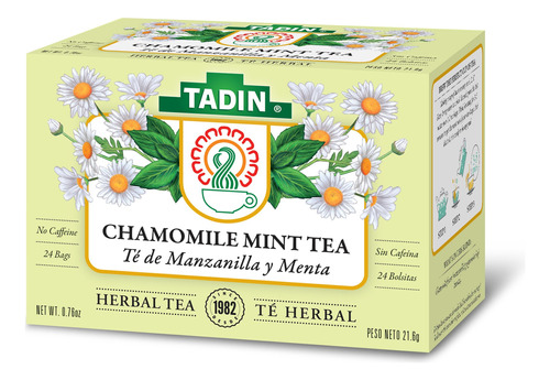 Tadin - Té De Hierbas De Manzanilla Y Menta, Sin Cafeína,.