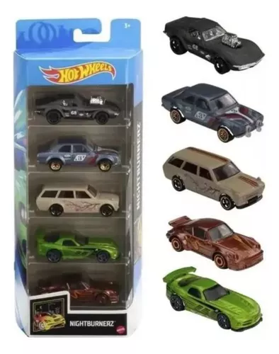 Hot Wheels Nightburnerz - Paquete de 10 vehículos a escala 1:64 con  temática de supervelocizadores para conducción nocturna, cada uno con  escultura