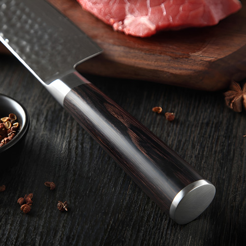 Cuchillo Xinzuo Acero Damasco Japonés 8 Pulgadas Premium Color Marrón Oscuro