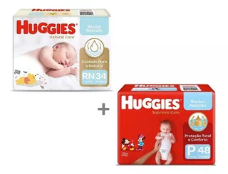 Kit Fralda Huggies Supreme Care Rn + P - 82 Fraldas