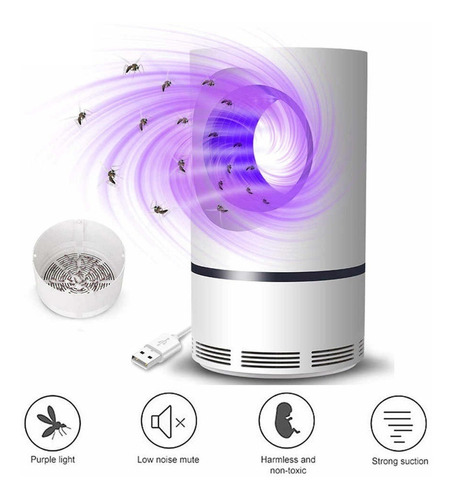 Lámpara Led Uv Mata Mosquitos Moscas Insectos Silencioso Usb