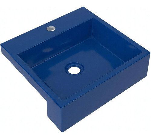 Cuba Semi Encaixe Quadrada Para Banheiro Xq395 Azul Escuro Acabamento Brilho Cor Azul-escuro