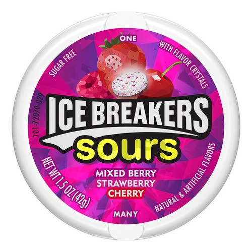 Mentas Ice Breakers - Frutas Rojas Ácidas - Sin Azúcar × 42g