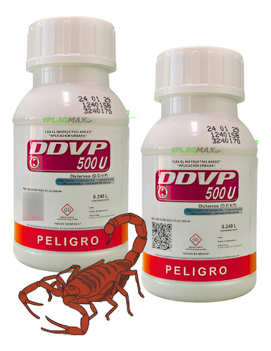 Ddvp 500u 240ml Veneno Insecticida Cucaracha Alacrán 2piezas
