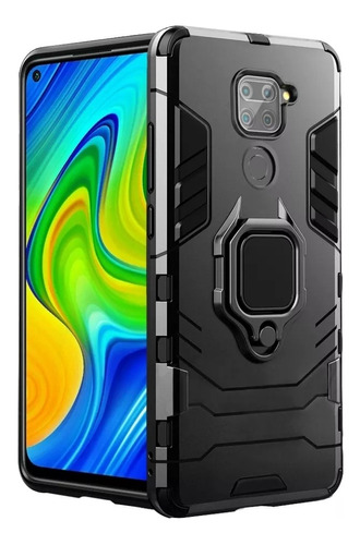 Funda Redmi Note 9+anillometal+vidrio Templado= Protege360°