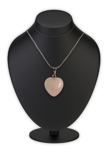 Imagen 3 de 4 de Collar Corazoncito De Cuarzo Rosa 100% Natural