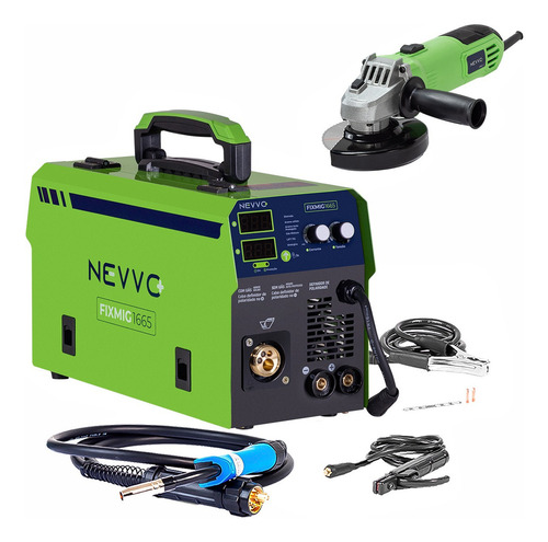 Máquina Inversora de Solda Fixmig1665 160A 127V Com E Sem Gás Mais Esmerilhadeira Angular 500W 127v Nevvo