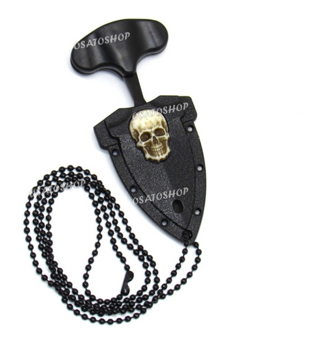 Mini Faca Push T Dagger Fulltang Caveira Na Bainha