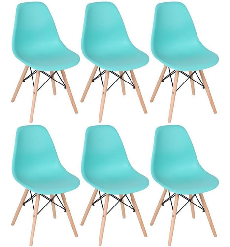 6 Cadeiras Charles Eames Wood Jantar Cozinha Dsw   Cores  Cor da estrutura da cadeira Verde Tiffany