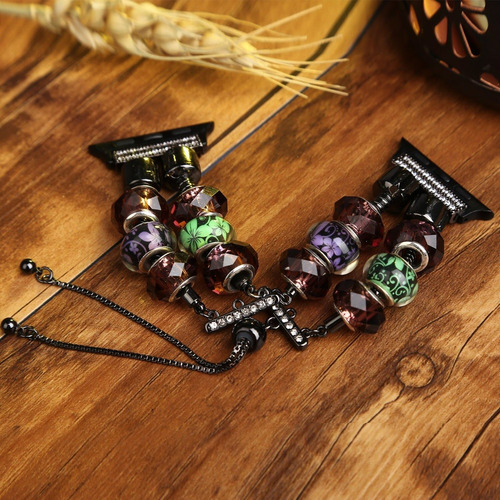 Correa Para Applewatch Diy Verde Púrpura Mujer Extensible Ancho De La Correa 41 Mm