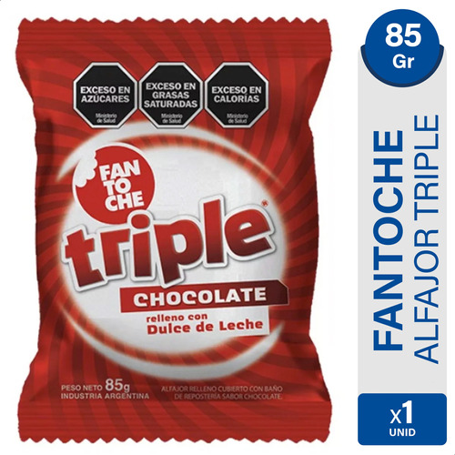 Alfajor Triple Fantoche Chocolate Dulce De Leche 85g X1 Uni