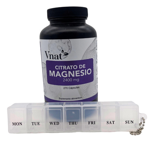 Citrato De Magnesio 2400mg Vnat 270 Caps Magnesium Citrate A Sabor Neutro