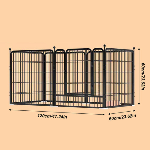Recinto De Metal Negro Autosoportante Para Perros - Encierro De Hierro Resistente Para Interiores Para Razas Pequeñas A Medianas, Ensamblaje Fácil, 120x60x60cm - Ideal Para Corgis, Teddy Y Perros