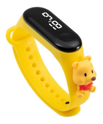 Relógio Digital Smartband Infantil Led Personagens Hérois Cor da correia Ursinho Pooh Amarelo