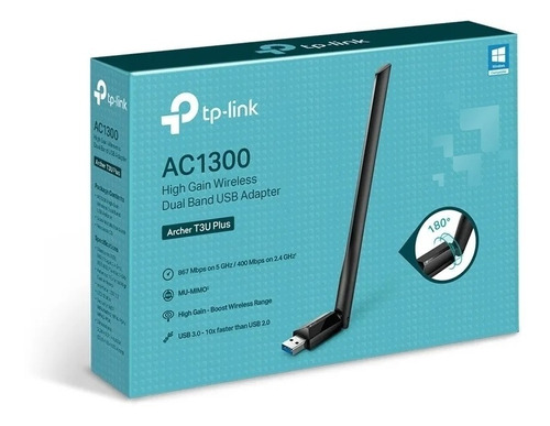 Adaptador USB Wi-Fi Ac1300 de banda dupla TP-Link Archer T3u Plus