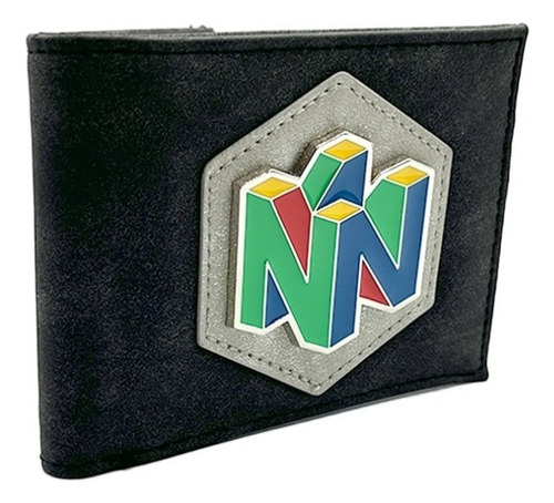 Billetera Nintendo 64 Color Negro De Cuero - 8cm X 15cm X 3cm